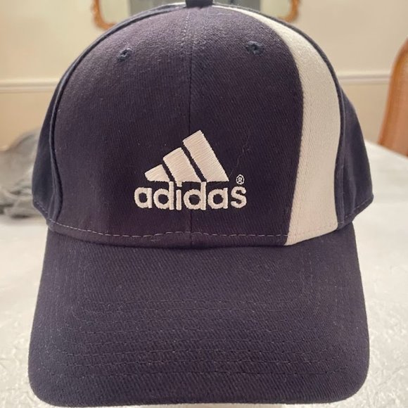 Adidas Hat Cap Men Black White Baseball Logo Spell Out 3-Stripes Golf Adjustable - Picture 1 of 7